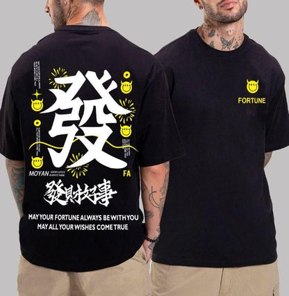 Tashe Men's Cotton Blend Black Oversized Graphic Printed T-Shirt
