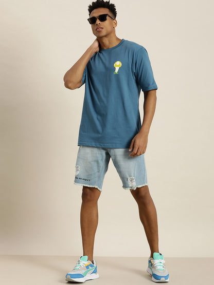 Difference of Opinion Blue Graphic Oversized T-Shirt